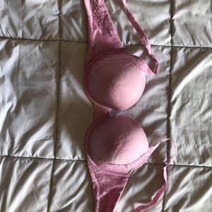 Savage X Fenty Pink Lace Demi Balconette Bra 40D